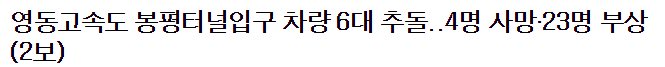 속보영동고속도로 인천방향 봉평터널안에서 대형사고 | 인스티즈