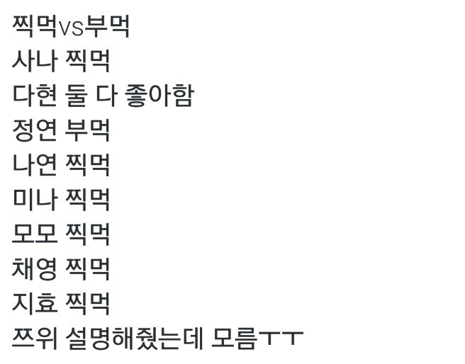 트와이스 멤버들의 부먹vs찍먹.jpg | 인스티즈