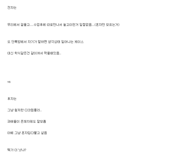 대학생활 난제 겉도는 인싸 vs 철저한 아싸.jpg | 인스티즈