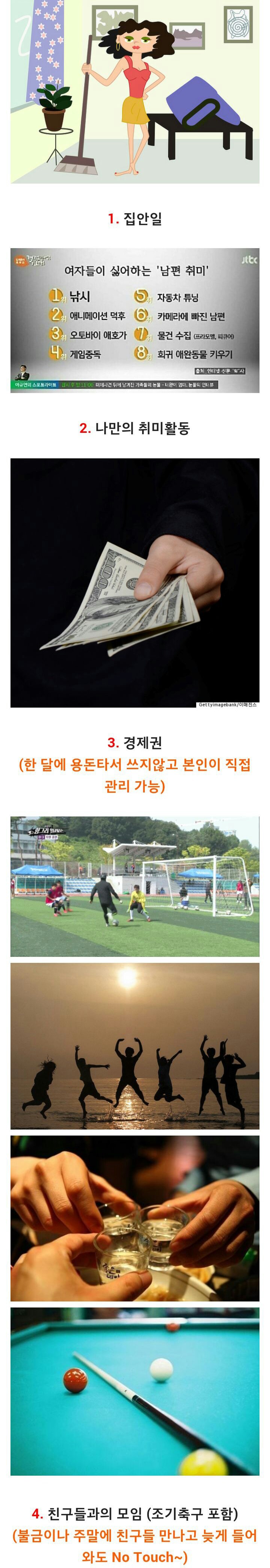 여러분이 결혼했을때 보기 중에 와이프와 절대 타협할수 없는 것은?? | 인스티즈